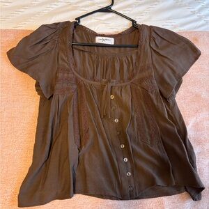 CJLA Brown Connie Button-Up Women's Top